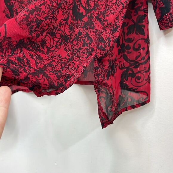 Catherines Red and Black Oversized Blouse pullover v neck sheer size 4X - Picture 9 of 12